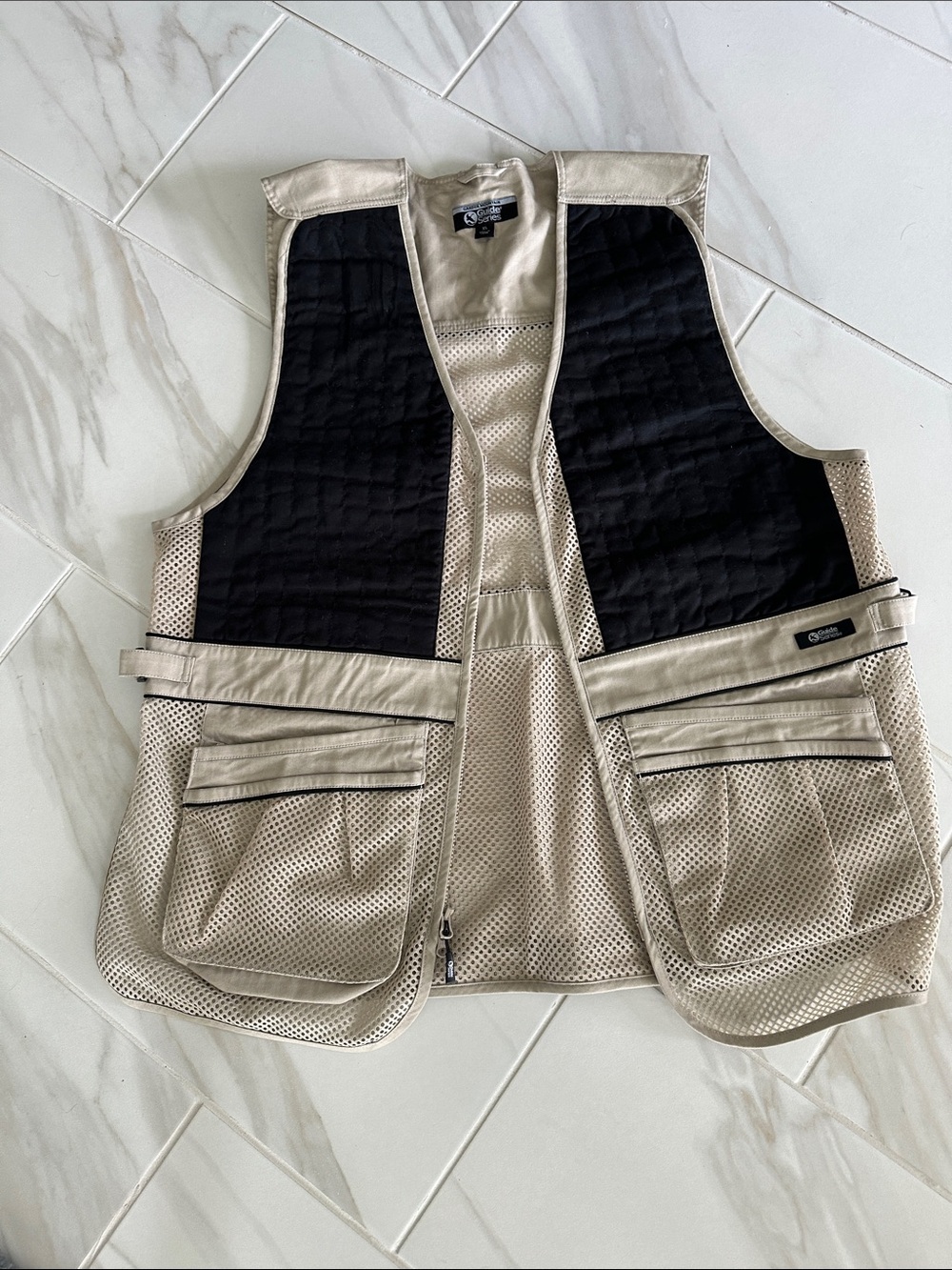 Gander Mountain Men's Beige Mesh Utility Vest with Black Panels XL